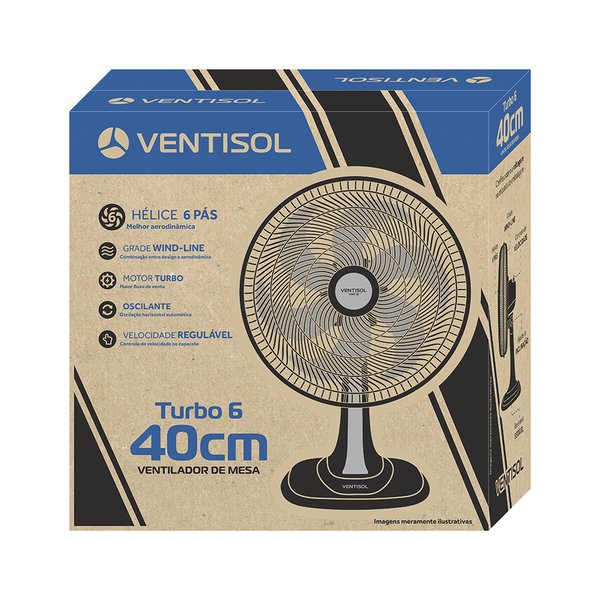 ventilador de mesa turbo 40cm 6 pas oscilante ventisol 9 caixa