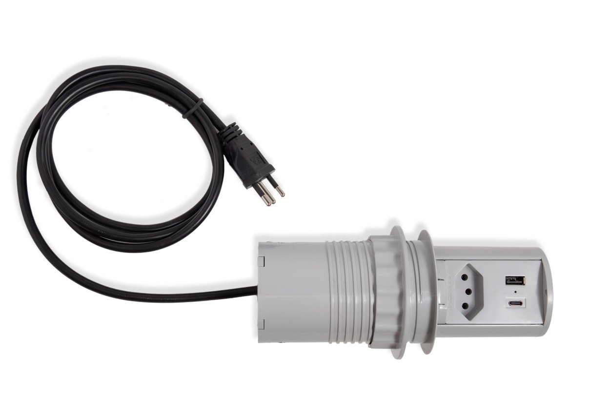 pratik mini totem pop 2 ele usb tipo a tipo c cinza qtmov